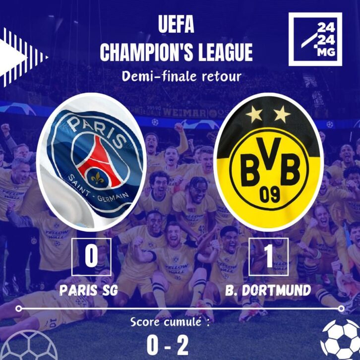 Image à la une de FOOTBALL – Le Borussia Dortmund élimine le PSG et se qualifie en finale de la Ligue des champions européenne
